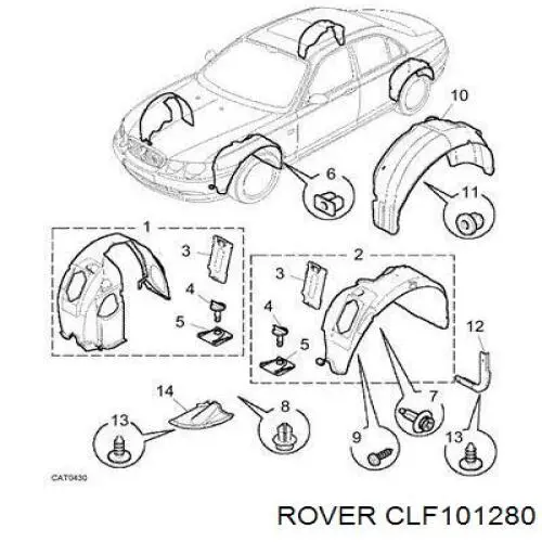  Подкрылок задний правый Rover 75 