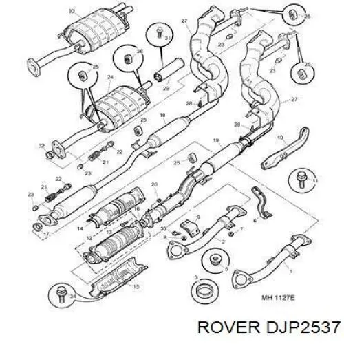DJP2537 Rover прокладка приемной трубы глушителя