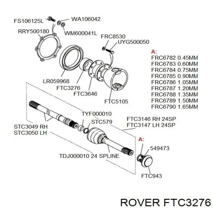 Сальник полуоси переднего моста FTC3276 Rover