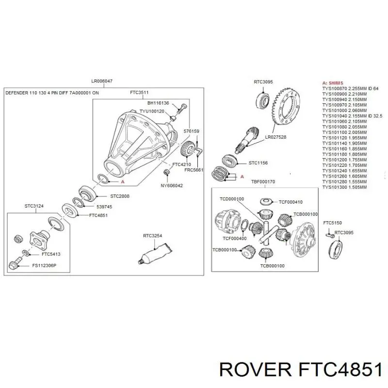 FTC4851 Rover bucim de redutor do eixo traseiro