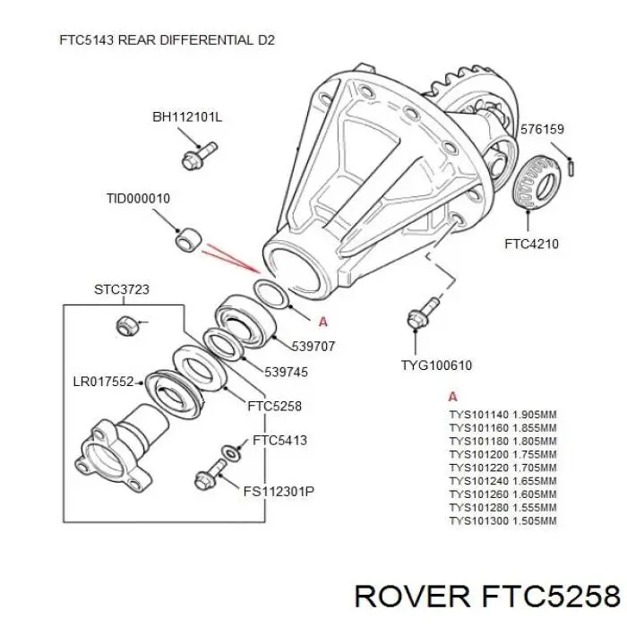 FTC5258 Rover Сальник хвостовика редуктора переднего моста