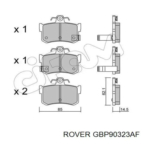 Задние тормозные колодки GBP90323AF Rover