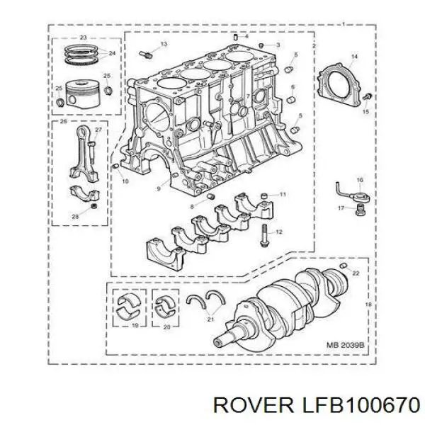 Шатунные вкладыши коленчатого вала Rover LFB100670 цена, от 37.10 USD