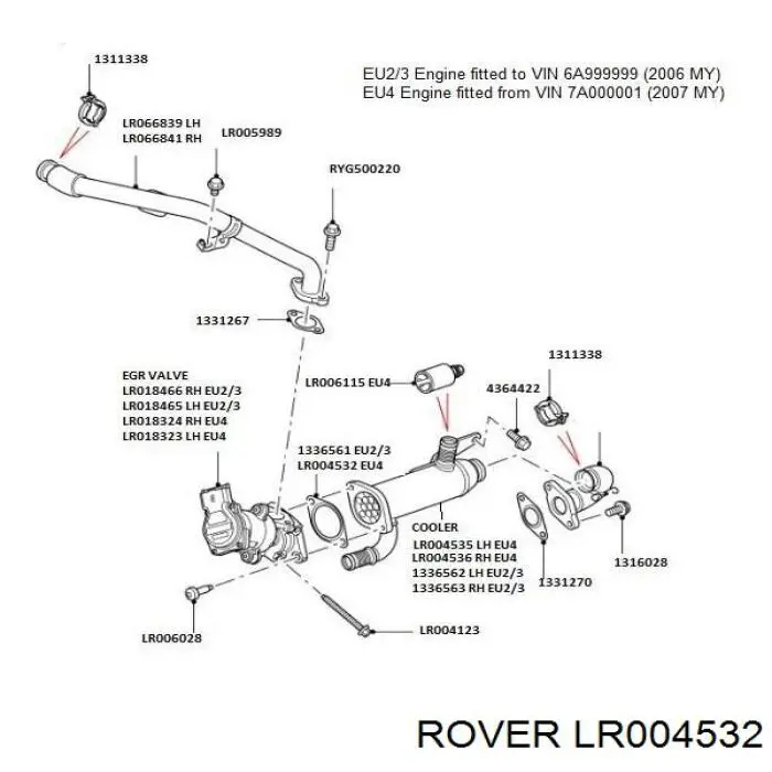 Прокладка холодильника EGR LR004532 Rover