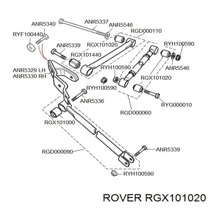 Сайлентблок задней реактивной тяги RGX101020 Rover