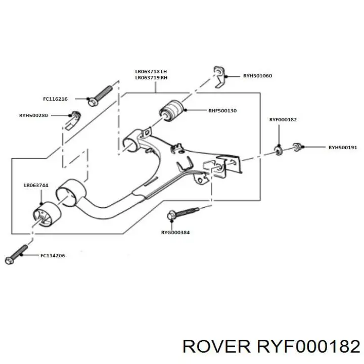 Шайба болта крепления заднего нижнего рычага, наружная RYF000182 Rover