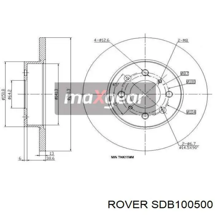 Передние тормозные диски SDB100500 Rover