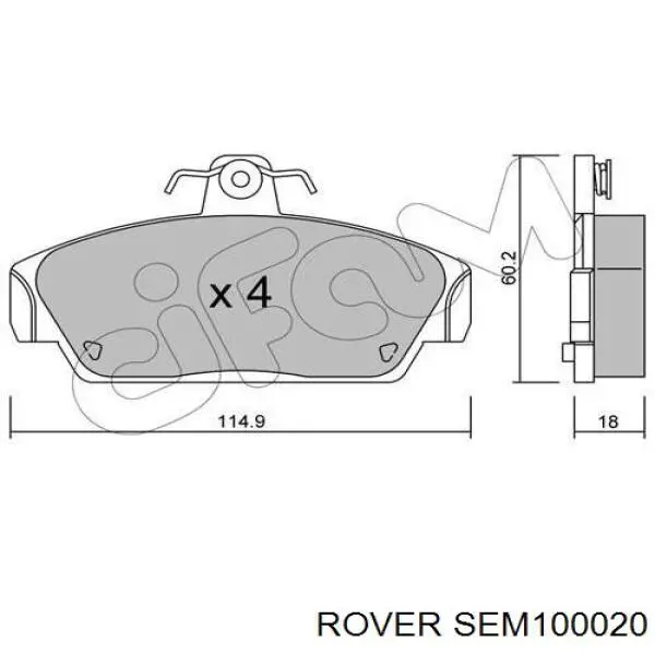 Передние тормозные колодки SEM100020 Rover