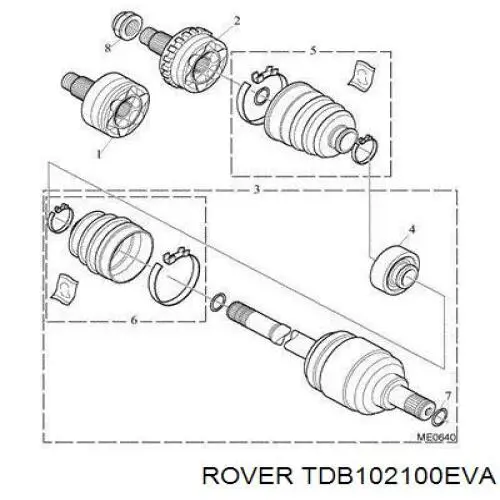 Левая полуось TDB102100EVA Rover