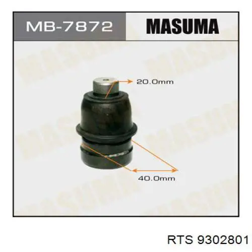 Шаровая опора, нижняя RTS 9302801 цена, от 15.35 USD