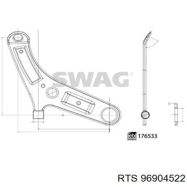 96-90452-2 RTS braço oscilante inferior esquerdo de suspensão dianteira