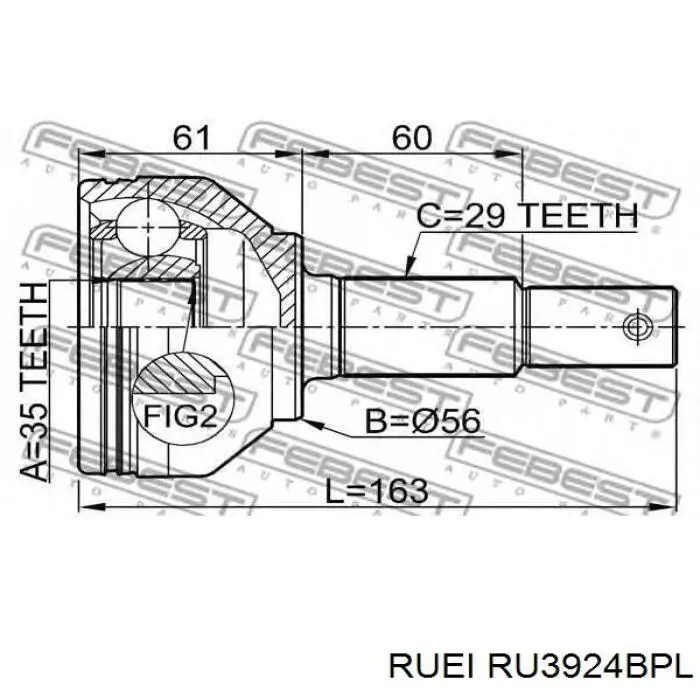 Левая полуось RU3924BPL Ruei