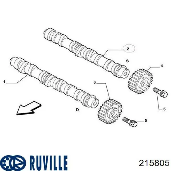 Распредвал двигателя впускной Ruville 215805 цена, от 82.56 USD