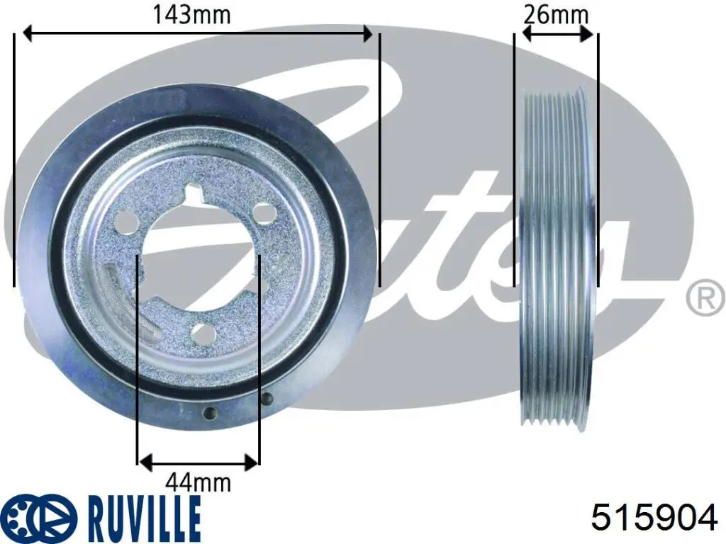 Шкив коленвала (демпфер) Ruville 515904 цена, от 31.84 USD