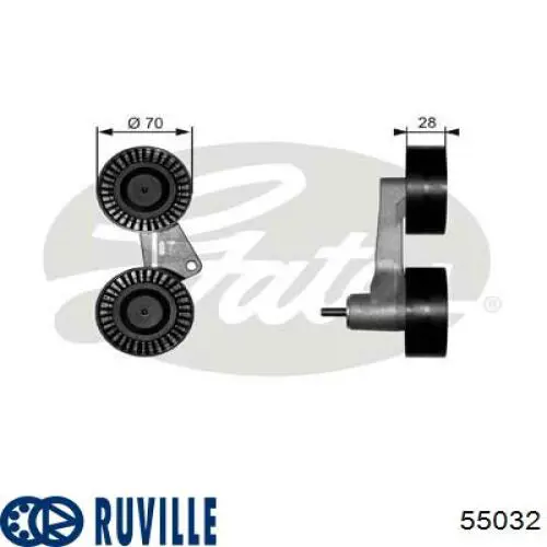 Soporte, brazo tensor, correa poli V 55032 Ruville