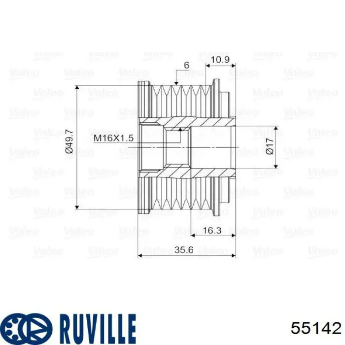 Купить 55142 Ruville Шкив ремня генератора