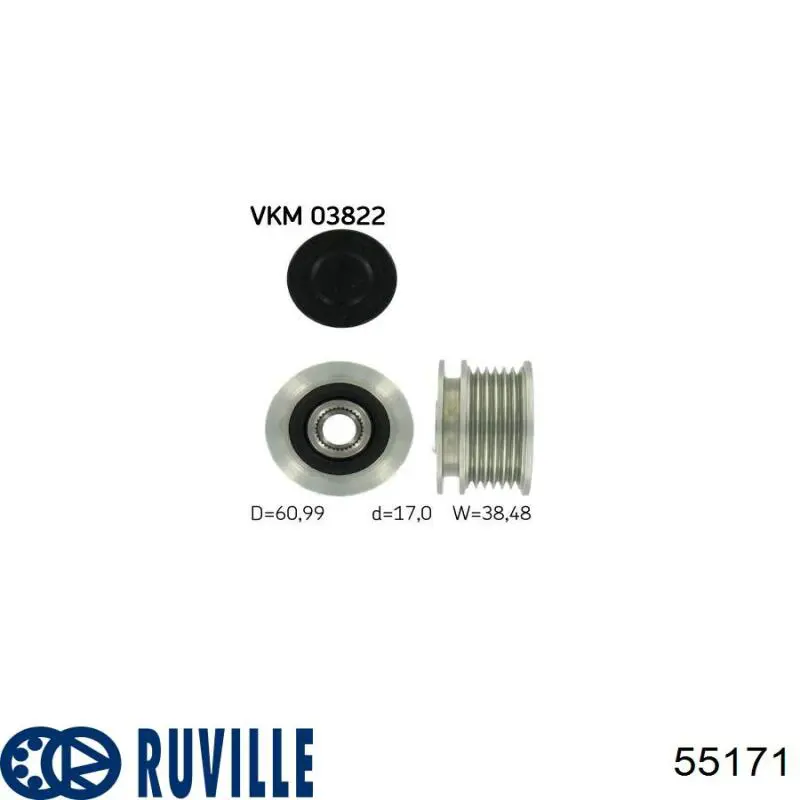 Купить 55171 Ruville Шкив ремня генератора