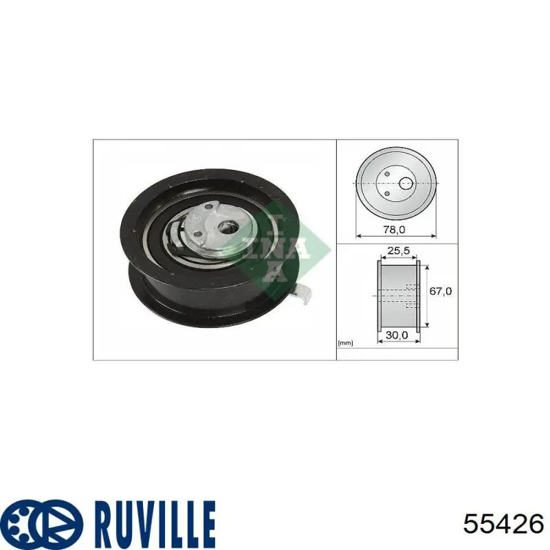 Ролик натяжителя ремня газораспределения Ruville 55426 цена, от 31.07 USD