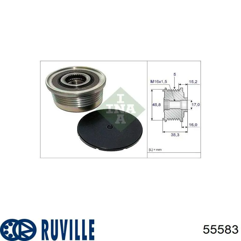 55583 Ruville Обгонная муфта генератора