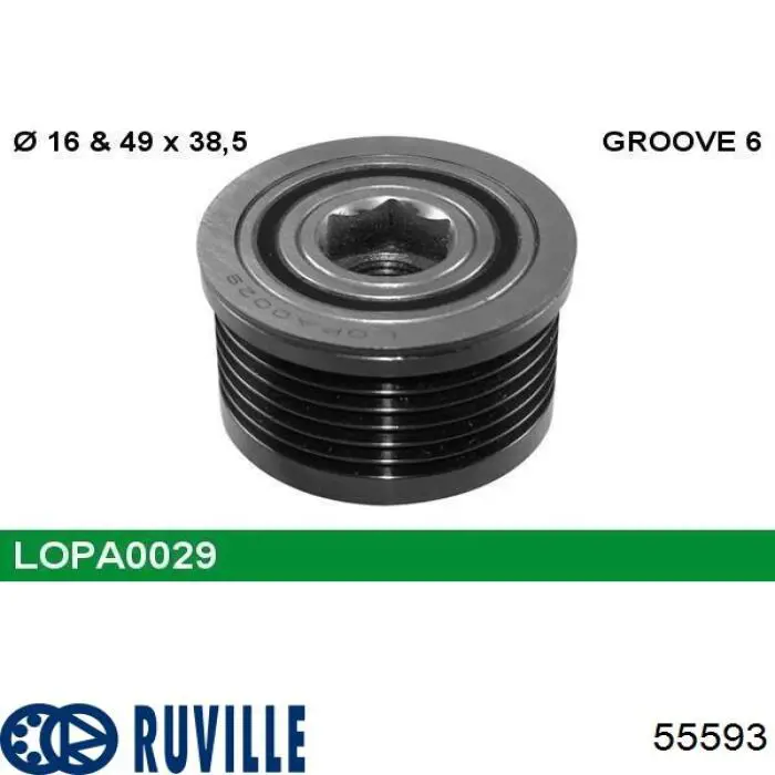 Шкив генератора 55593 Ruville