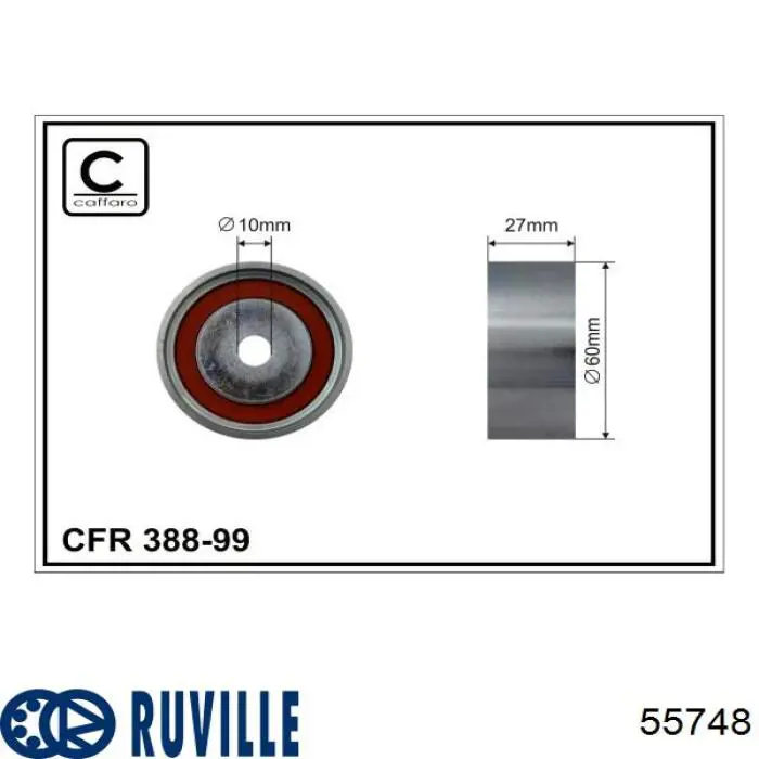 Обводной ролик ремня ГРМ Ruville 55748 цена, от 26.24 USD