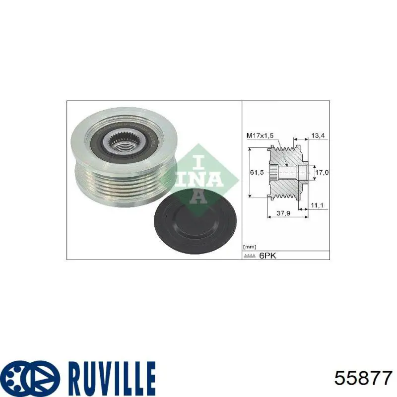 55877 Ruville Обгонная муфта генератора