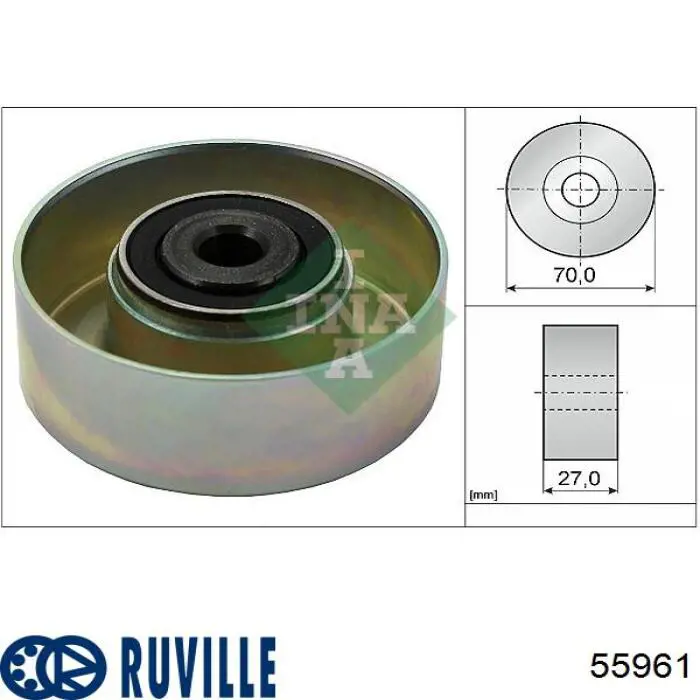 Rodillo, correa trapecial poli V 55961 Ruville