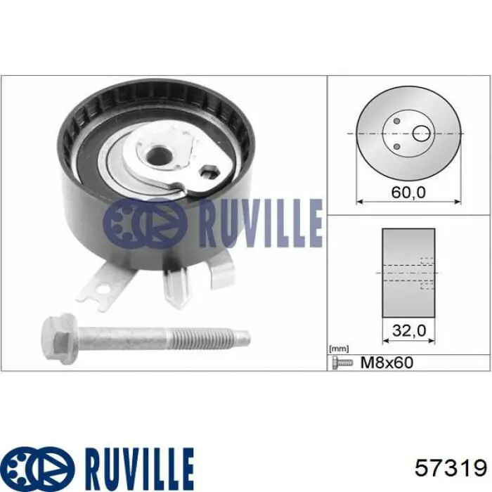 Ролик натяжителя ремня газораспределения Ruville 57319 цена, от 16.08 USD