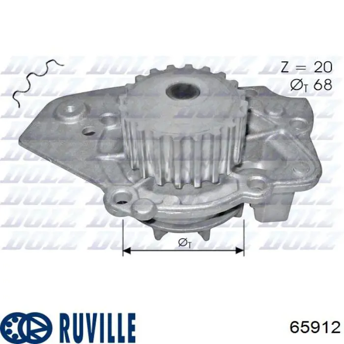 Помпа охлаждения Ruville 65912 цена, от 19.87 USD