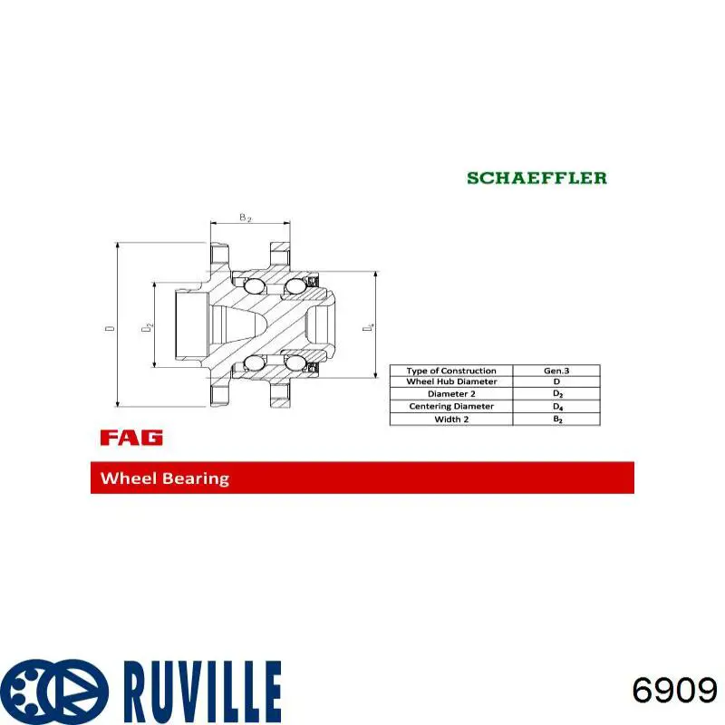 Купить 6909 Ruville Подшипник задней ступицы