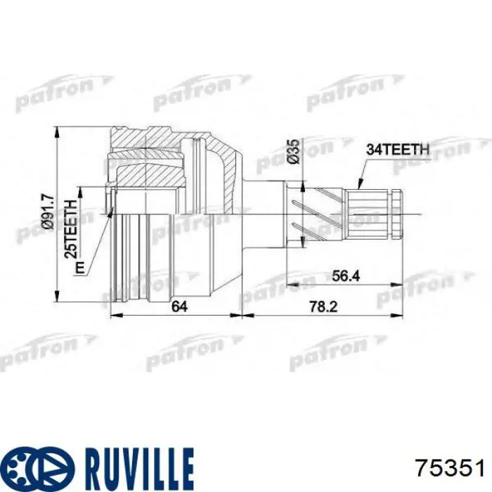 Шарнир угловых скоростей внутренний передний Ruville 75351 цена, от 31.53 USD