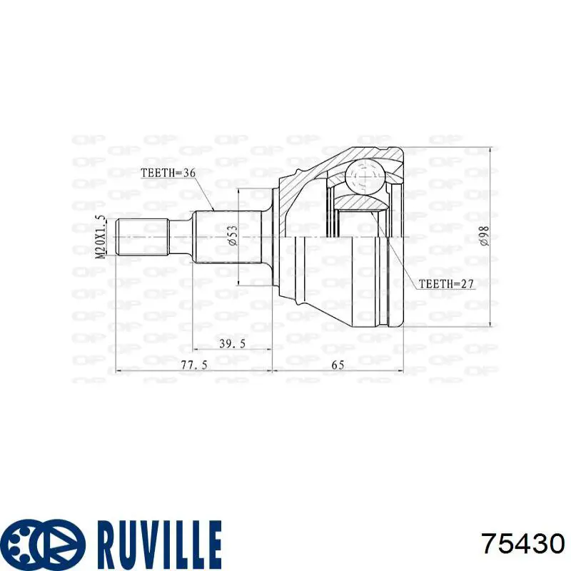 ШРУС наружный передний 75430 Ruville