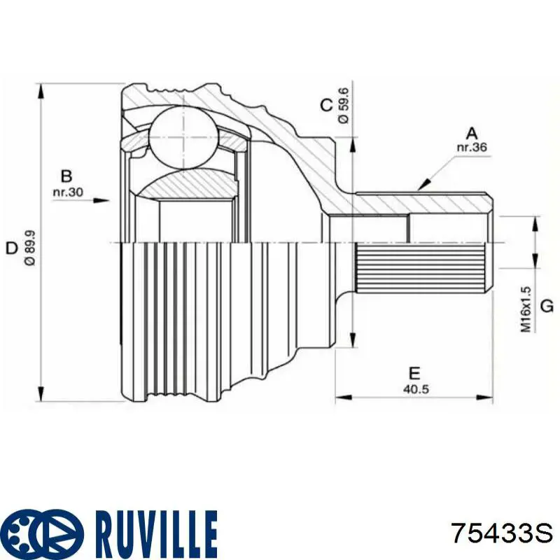 ШРУС наружный передний 75433S Ruville