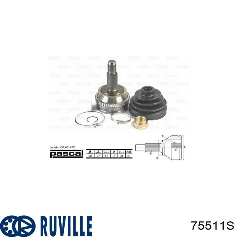 Купить 75511S Ruville Внешняя граната