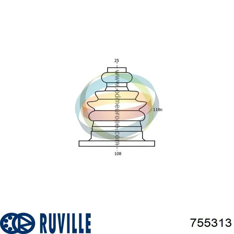 755313 Ruville Пыльник ШРУСа передней полуоси внутренний
