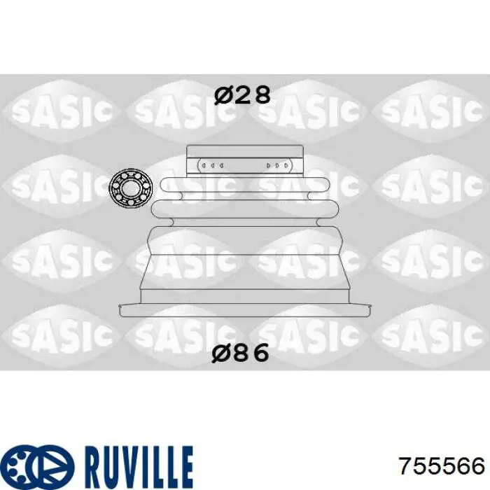 755566 Ruville Пыльник гранаты внутренний, левый