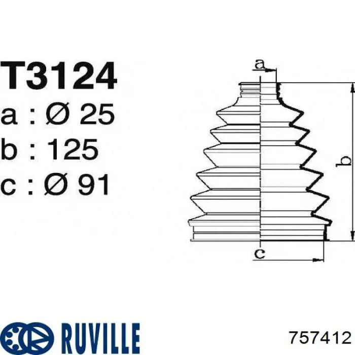 757412 Ruville Пыльник шарнира привода