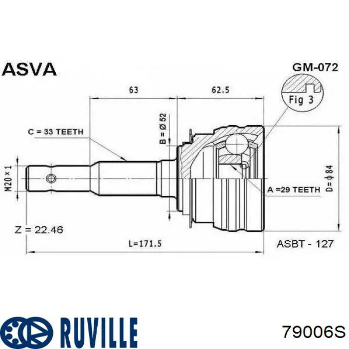 ШРУС наружный передний 79006S Ruville