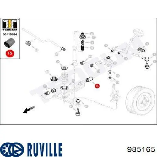 Купить 985165 Ruville Сайлентблок нижний передней подвески