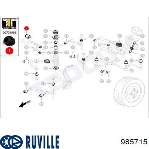 Купить 985715 Ruville Втулки переднего стабилизатора