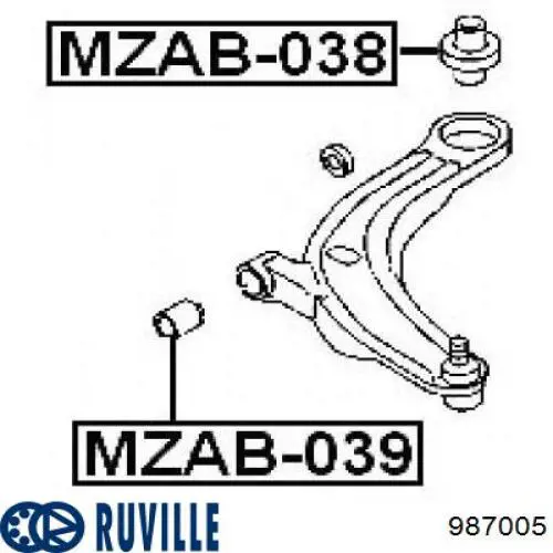 Сайлентблок переднего нижнего рычага Ruville 987005