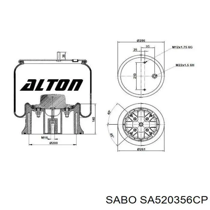 SA520356CP Sabo coxim pneumático (suspensão de lâminas pneumática do eixo)