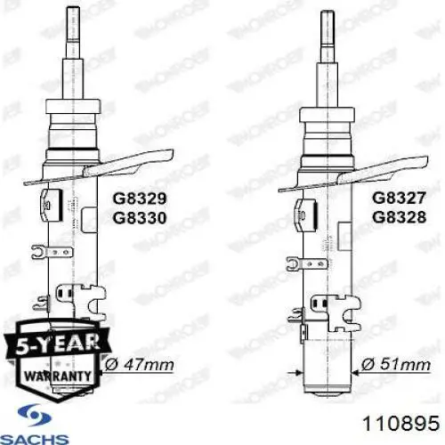 Стойка амортизатора задняя Sachs 110895 цена, от 21.58 USD