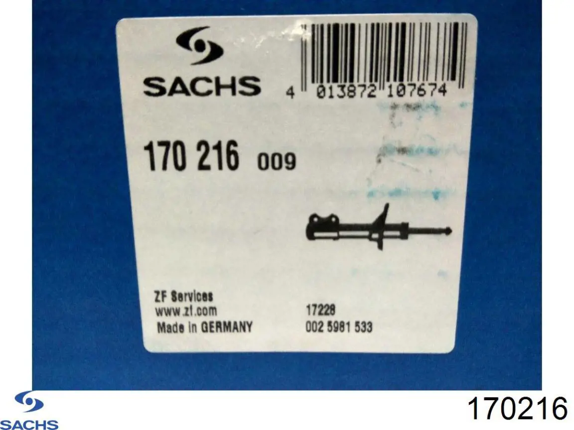 Задний амортизатор Sachs 170216