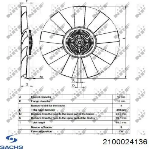 Купить 2100024136 Sachs Муфта вентилятора охлаждения