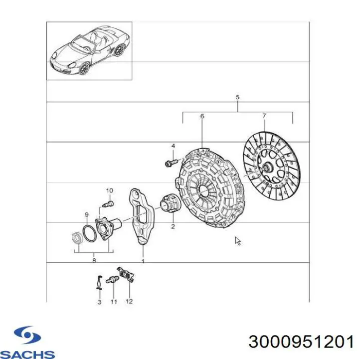 Комплект сцепления (3 части) Sachs 3000951201 цена, от 369.50 USD