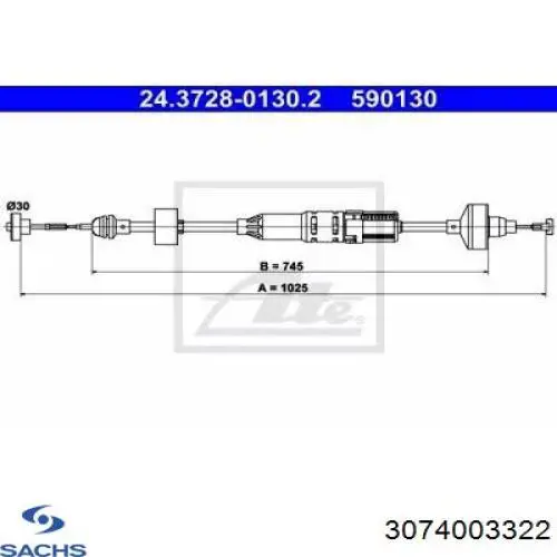 3074003322 Sachs Трос сцепления