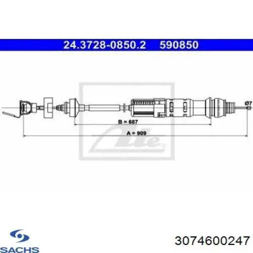 Купить 3074600247 Sachs Трос сцепления
