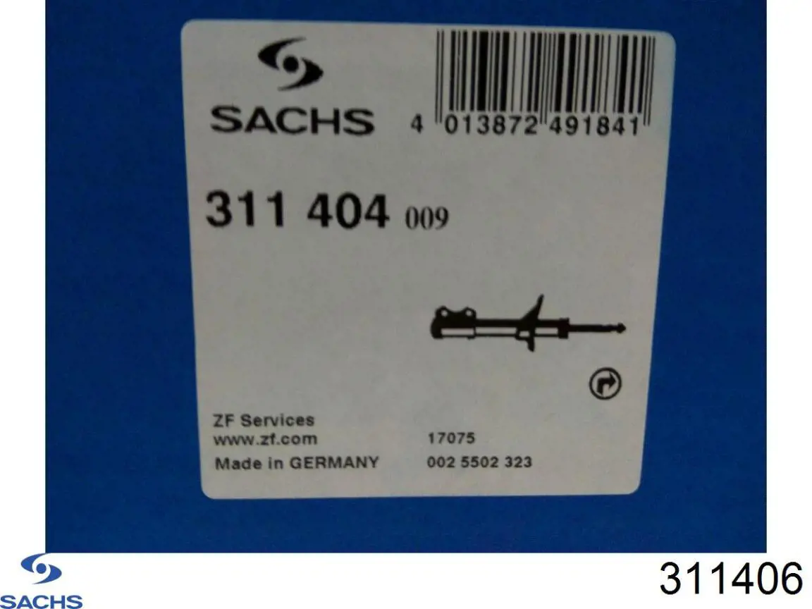 Амортизатор передний правый 311406 Sachs