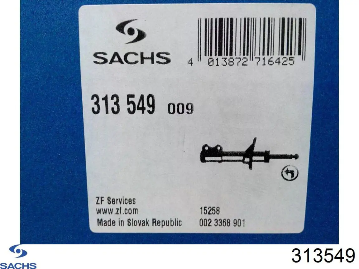 Амортизатор передний левый 313549 Sachs